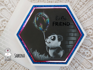 Hello Friend! - Handmade Panda Bear Card with Stamps