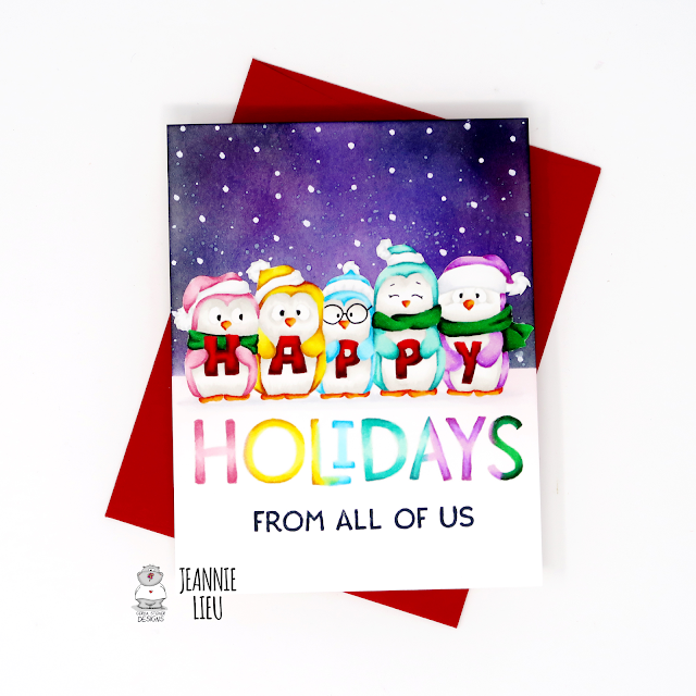 Happy Holiday Penguin - no line coloring