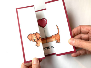Dachshund with Heart Balloon - Digital Stamp