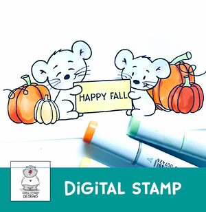 Happy Fall Mice - Digital Stamp