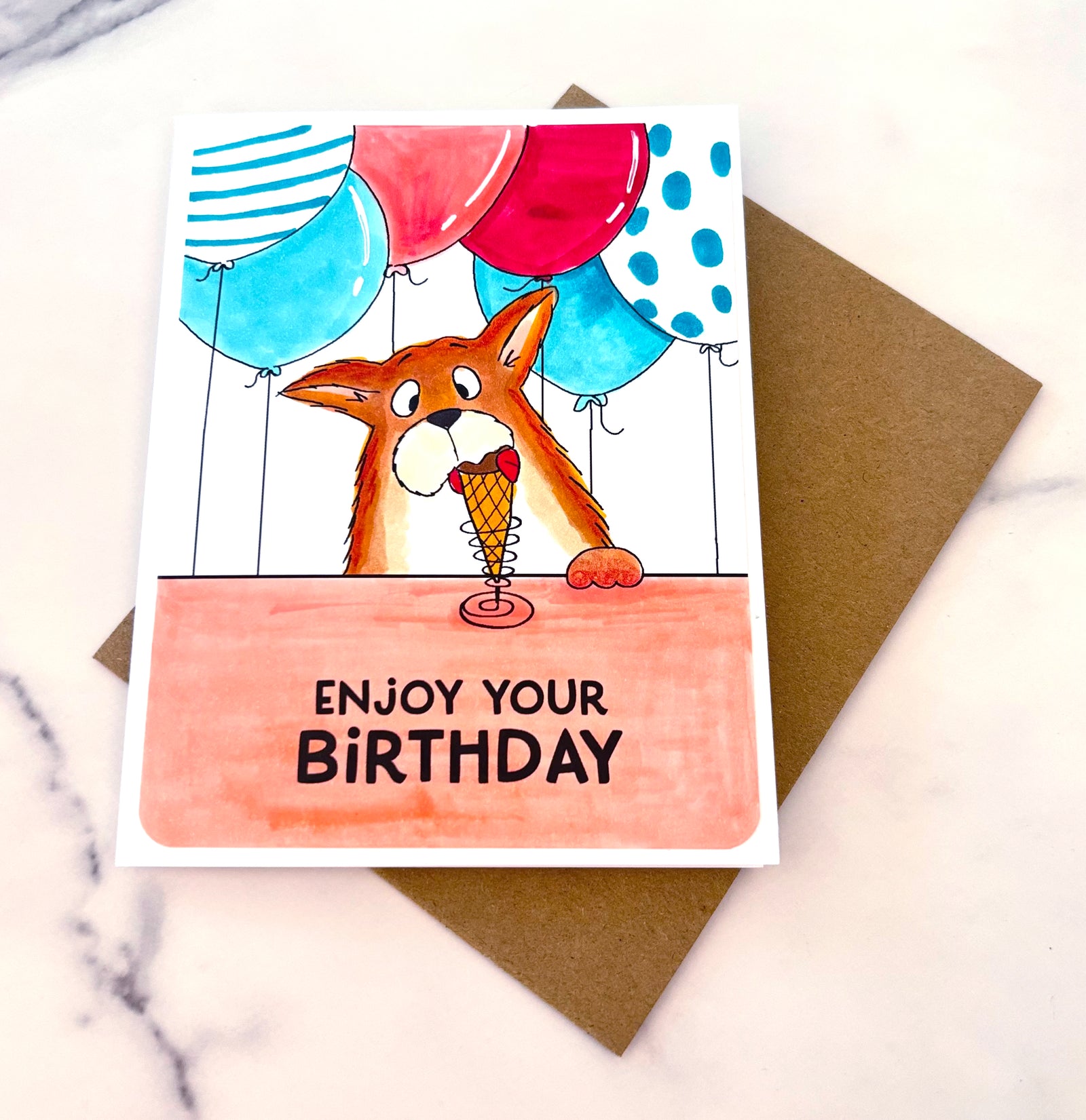 Creative Break - Puppy Birthday - Colorable Greeting Card