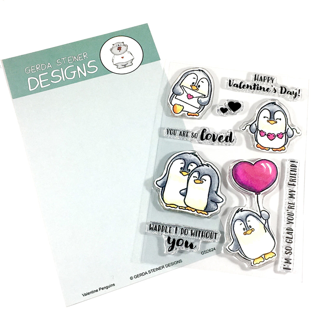 Valentine Penguins 4x6 Clear Stamp Set - Clearstamps - Clear Stamps - Cardmaking- Ideas- papercrafting- handmade - cards-  Papercrafts - Gerda Steiner Designs