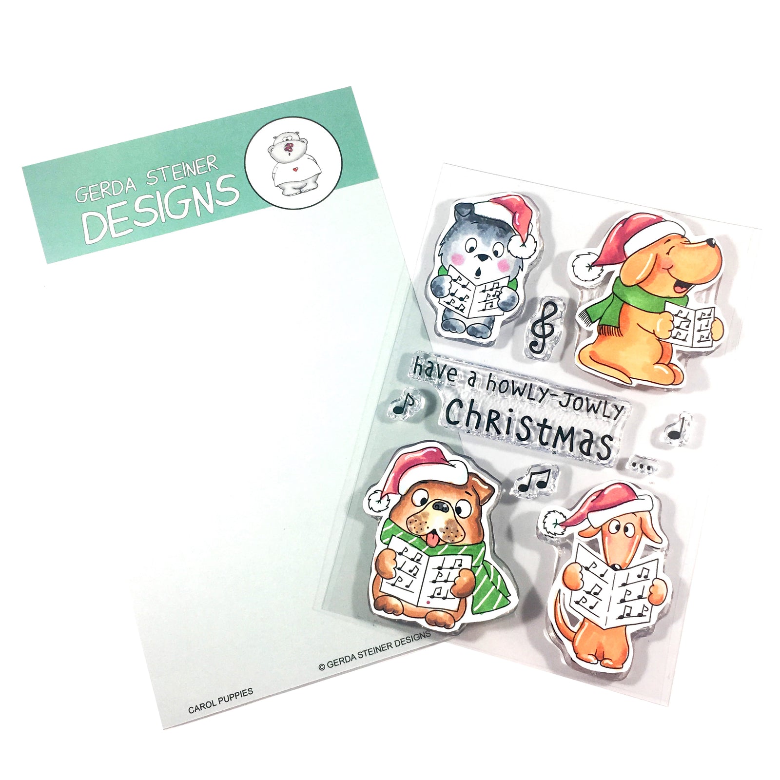 Carol Puppies 4x6 Clear Stamp Set - Clearstamps - Clear Stamps - Cardmaking- Ideas- papercrafting- handmade - cards-  Papercrafts - Gerda Steiner Designs