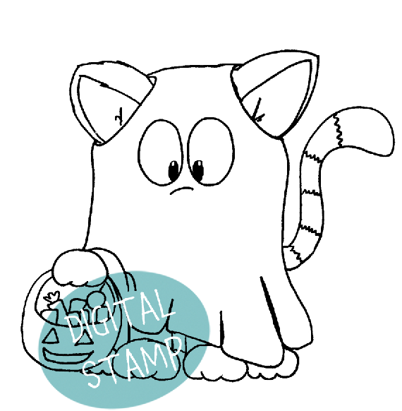 Ghost Kitty - Digital Stamp - Clearstamps - Clear Stamps - Cardmaking- Ideas- papercrafting- handmade - cards-  Papercrafts - Gerda Steiner Designs