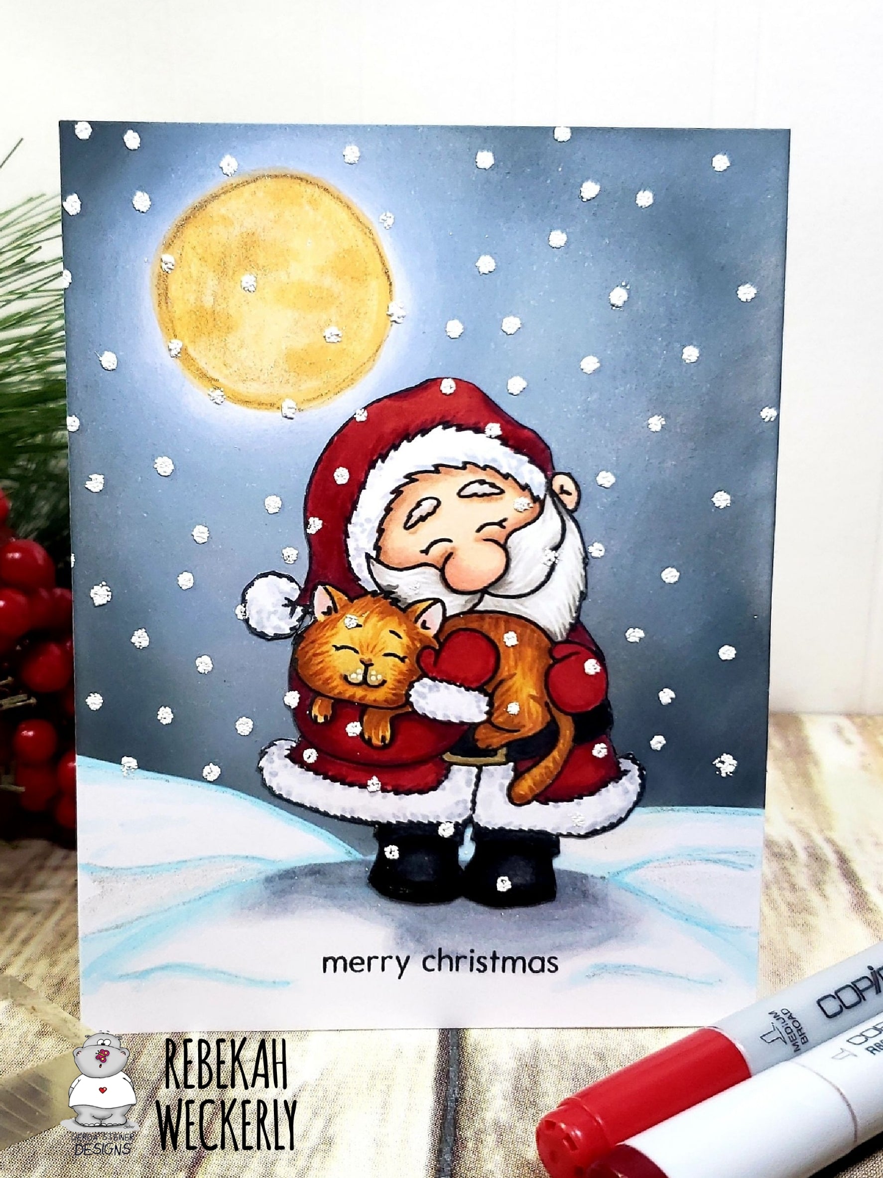 Santa And A Kitten 3x4 Clear Stamp Set - Clearstamps - Clear Stamps - Cardmaking- Ideas- papercrafting- handmade - cards-  Papercrafts - Gerda Steiner Designs